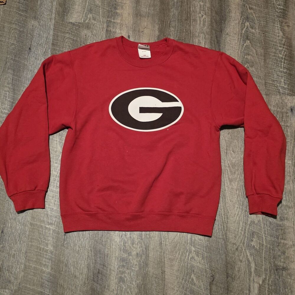 Red Oak Sportswear Georgia Bulldog UGA Crew Neck Sweatshirt Size Medium Red
